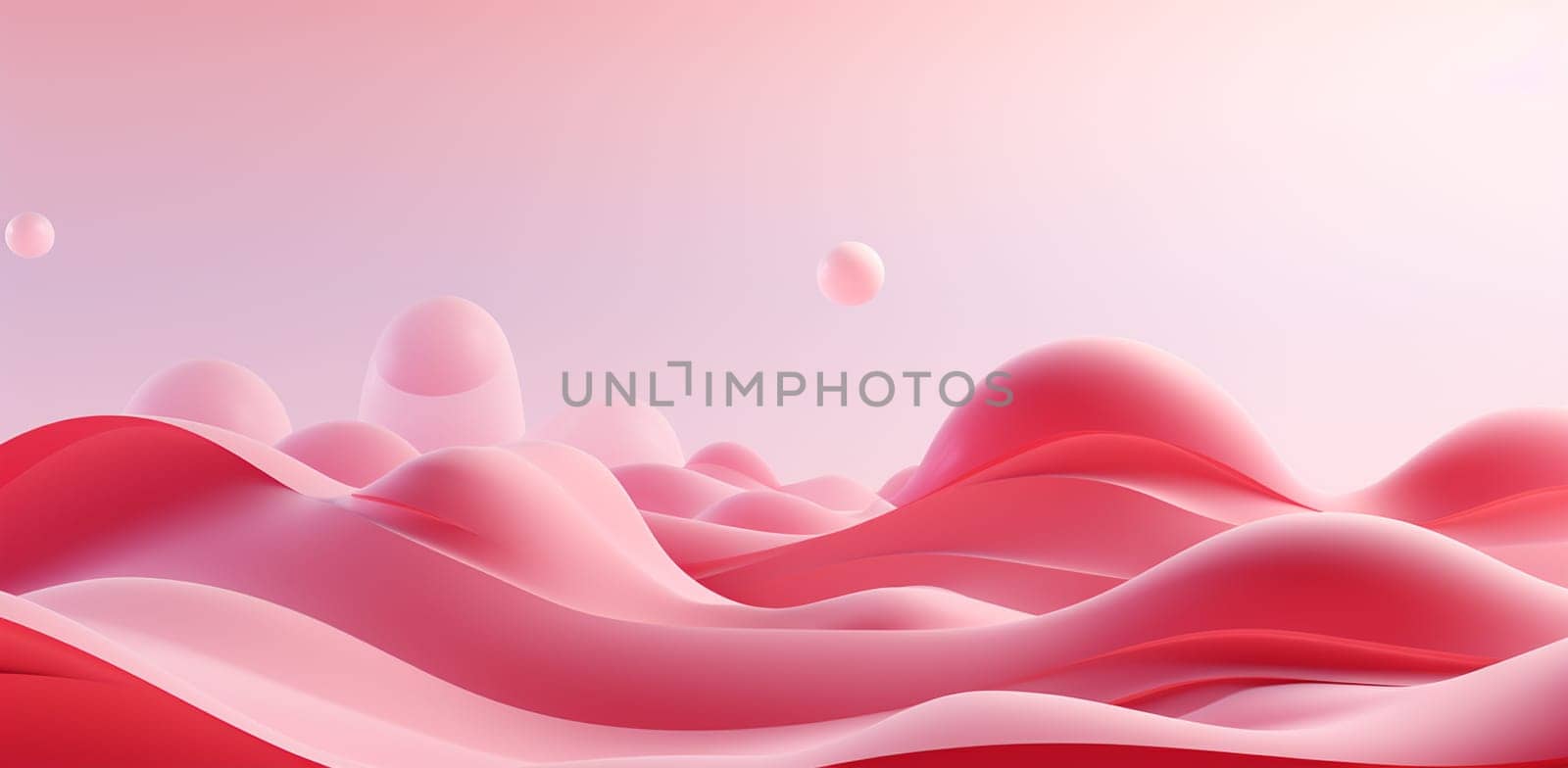 Pink abstract background with glass shining spheres. Backdrop design for product promotion. 3d rendering by Andelov13