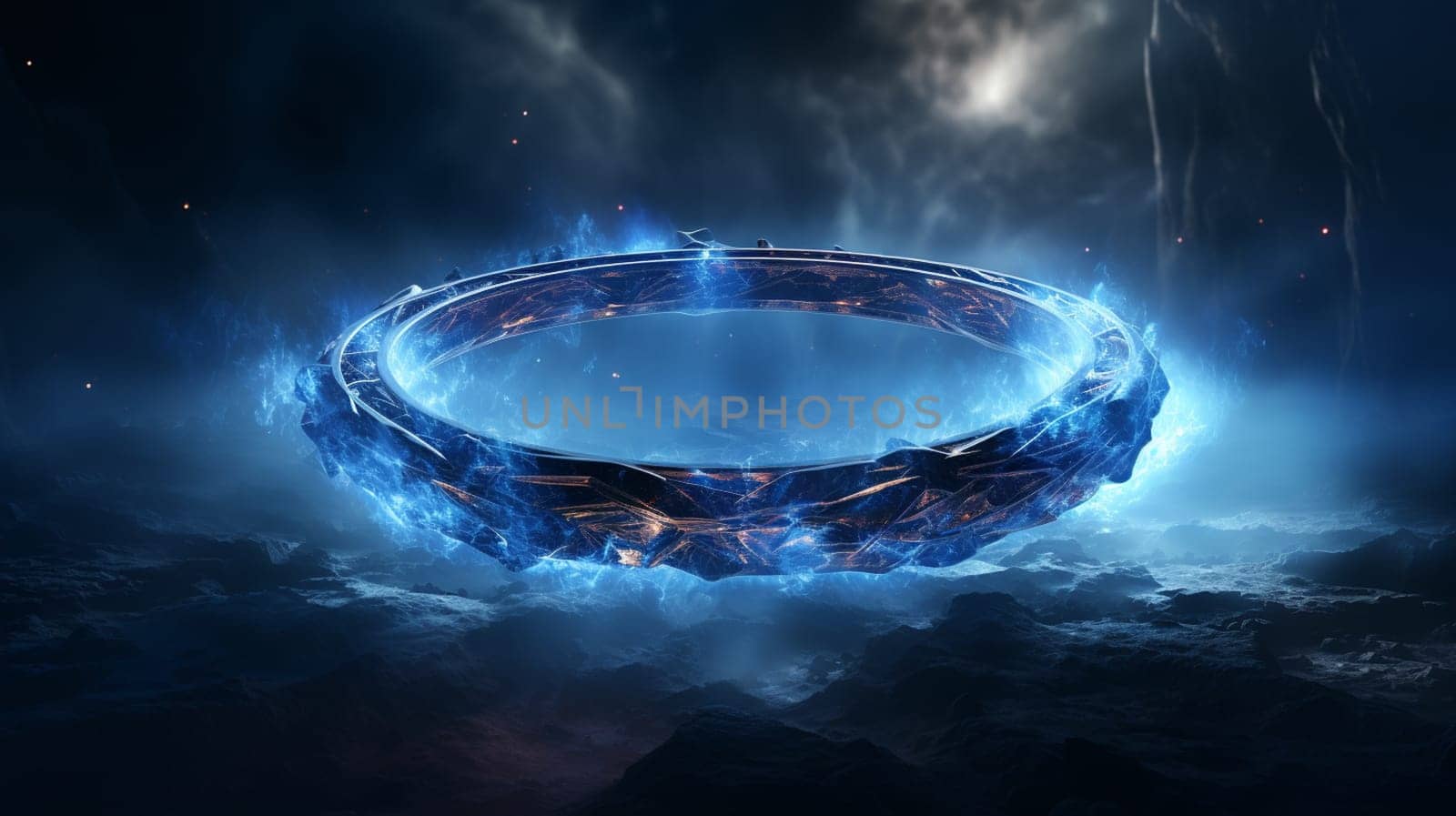 Burning gas circle with free space for text. isolated on black background. High quality photo