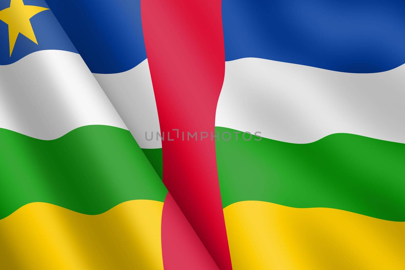 A Central African Republic waving flag 3d illustration wind ripple