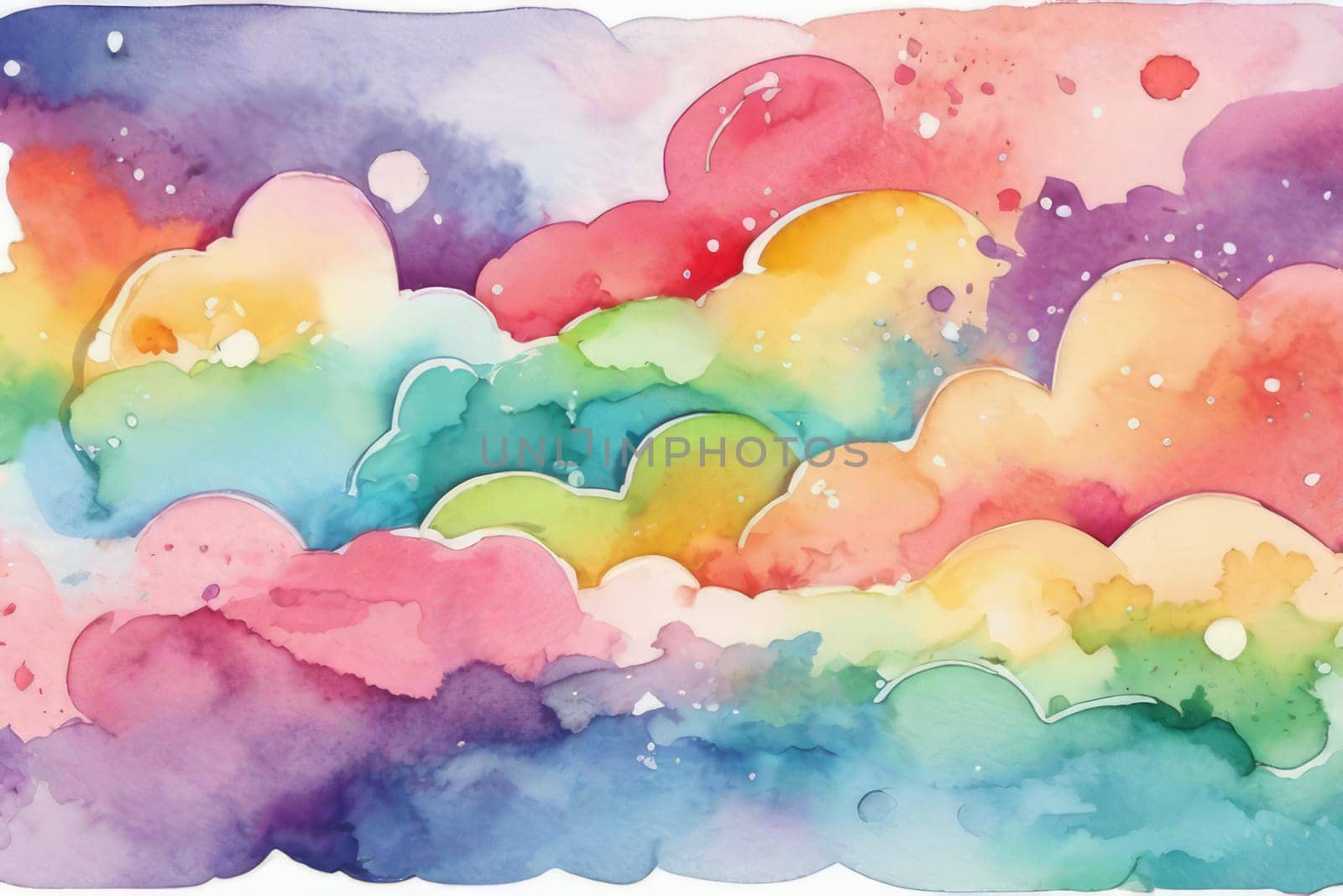 Abstract watercolor background in rainbow colors.