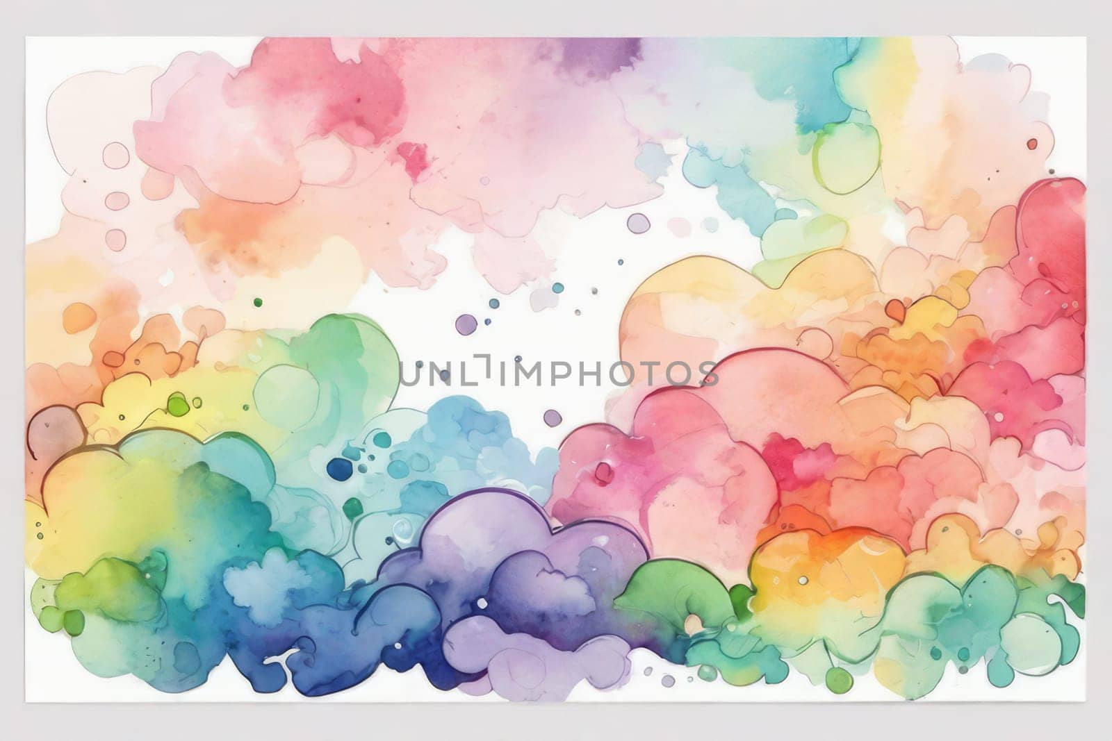 Abstract watercolor background in rainbow colors.