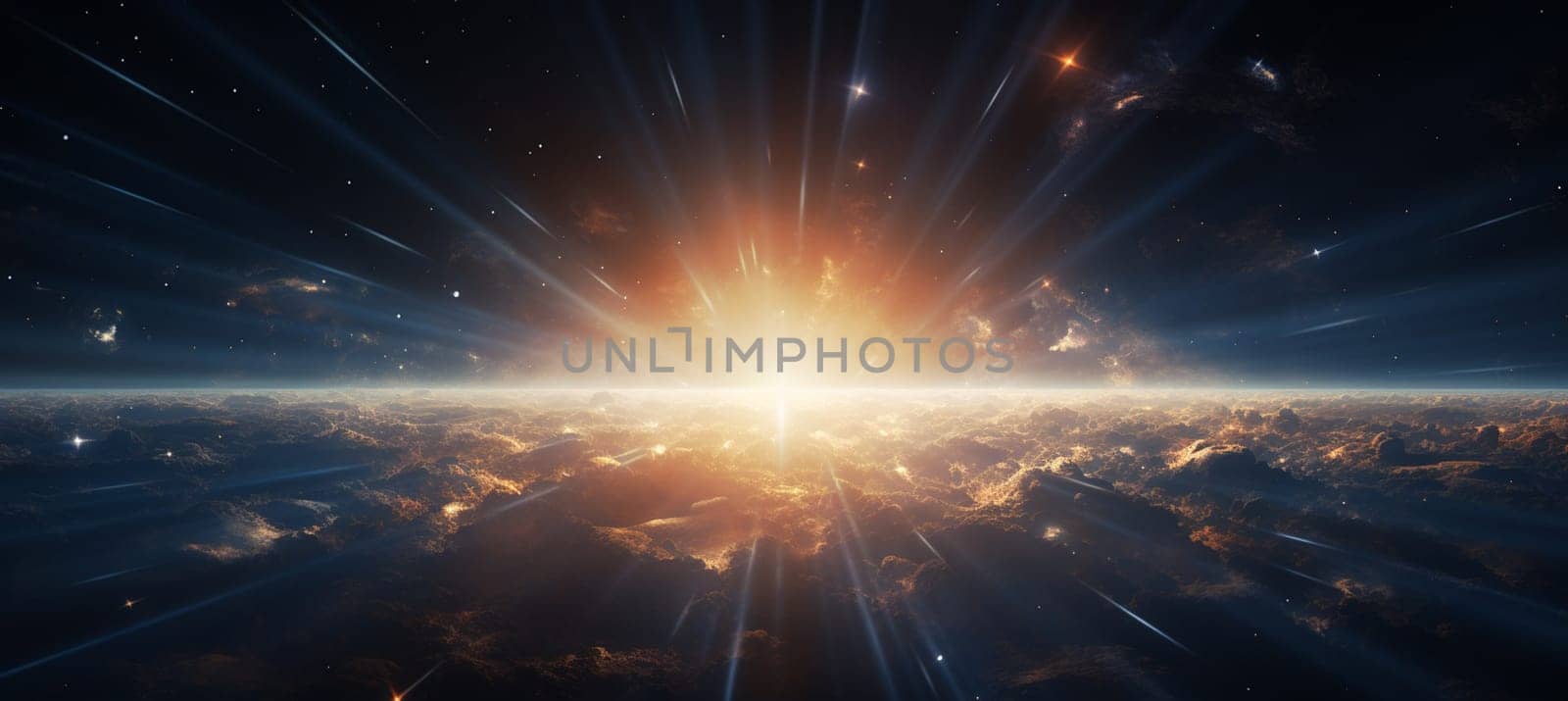 Abstract lens flare space or time travel concept background by Andelov13