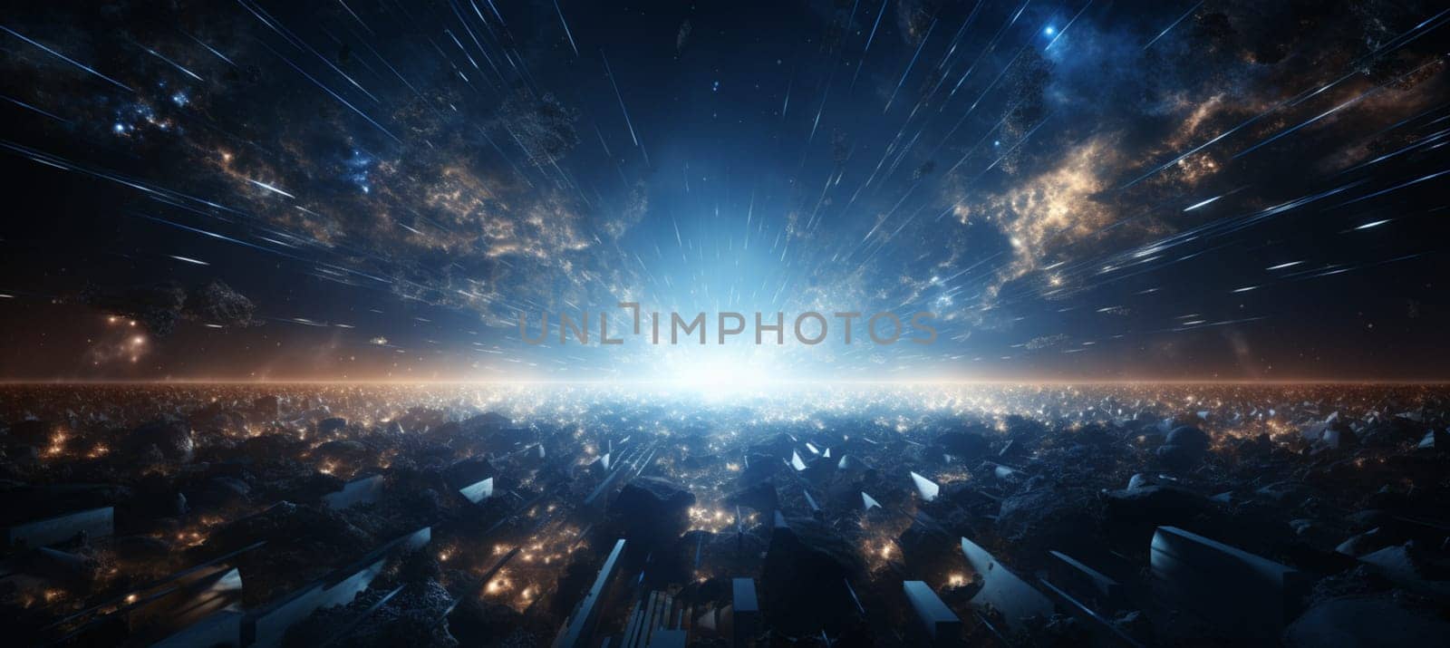 Abstract lens flare space or time travel concept background. High quality photo