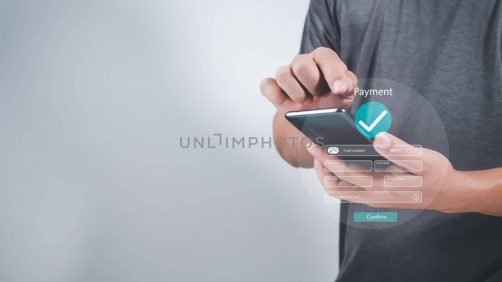Human using mobile smart phone, Digital online payment concept, online payment, banking, online shopping. Technology online banking applications via internet network. financial transaction. by Unimages2527