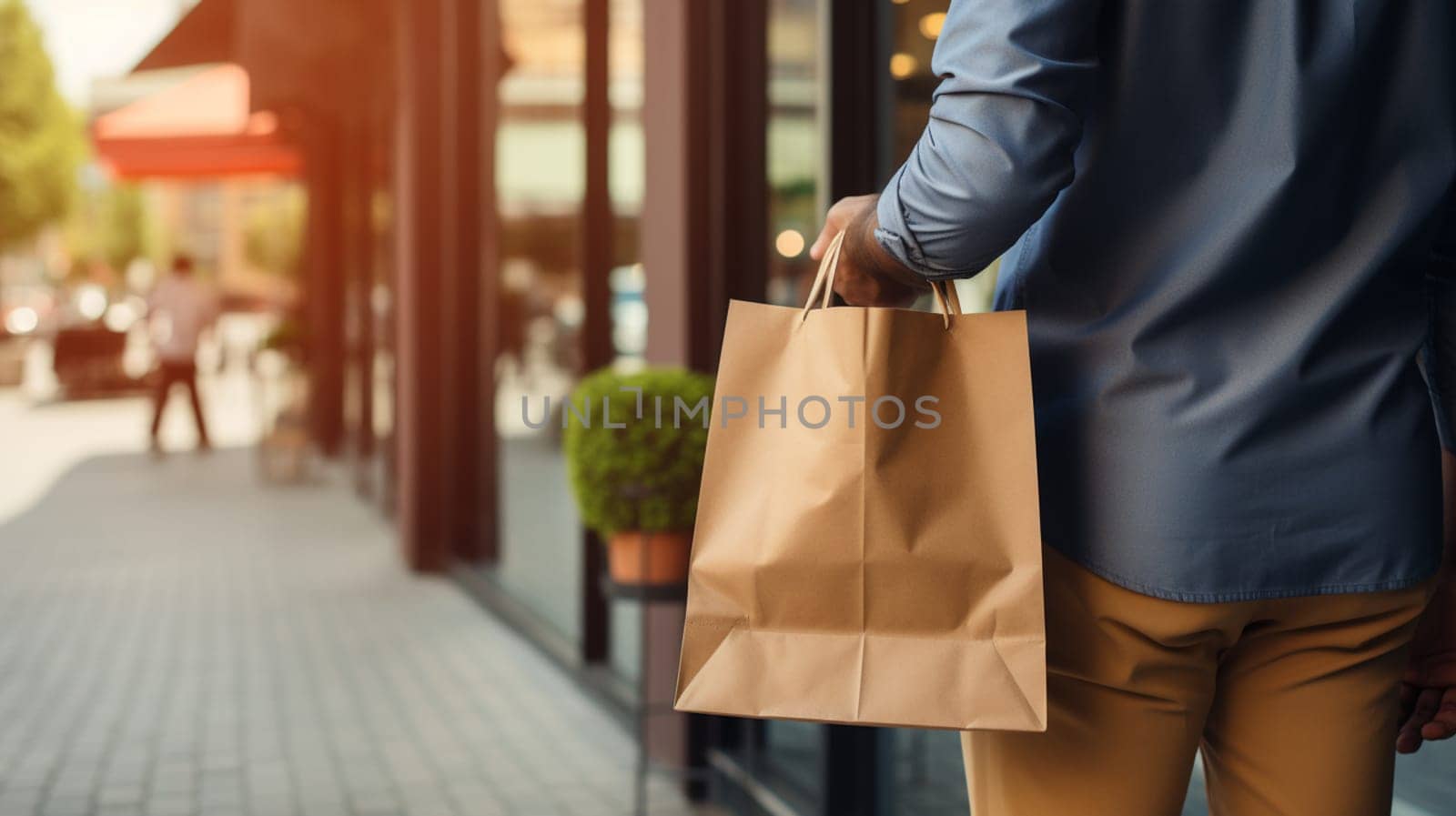 close up of business man shopping in a shopping center by Andelov13