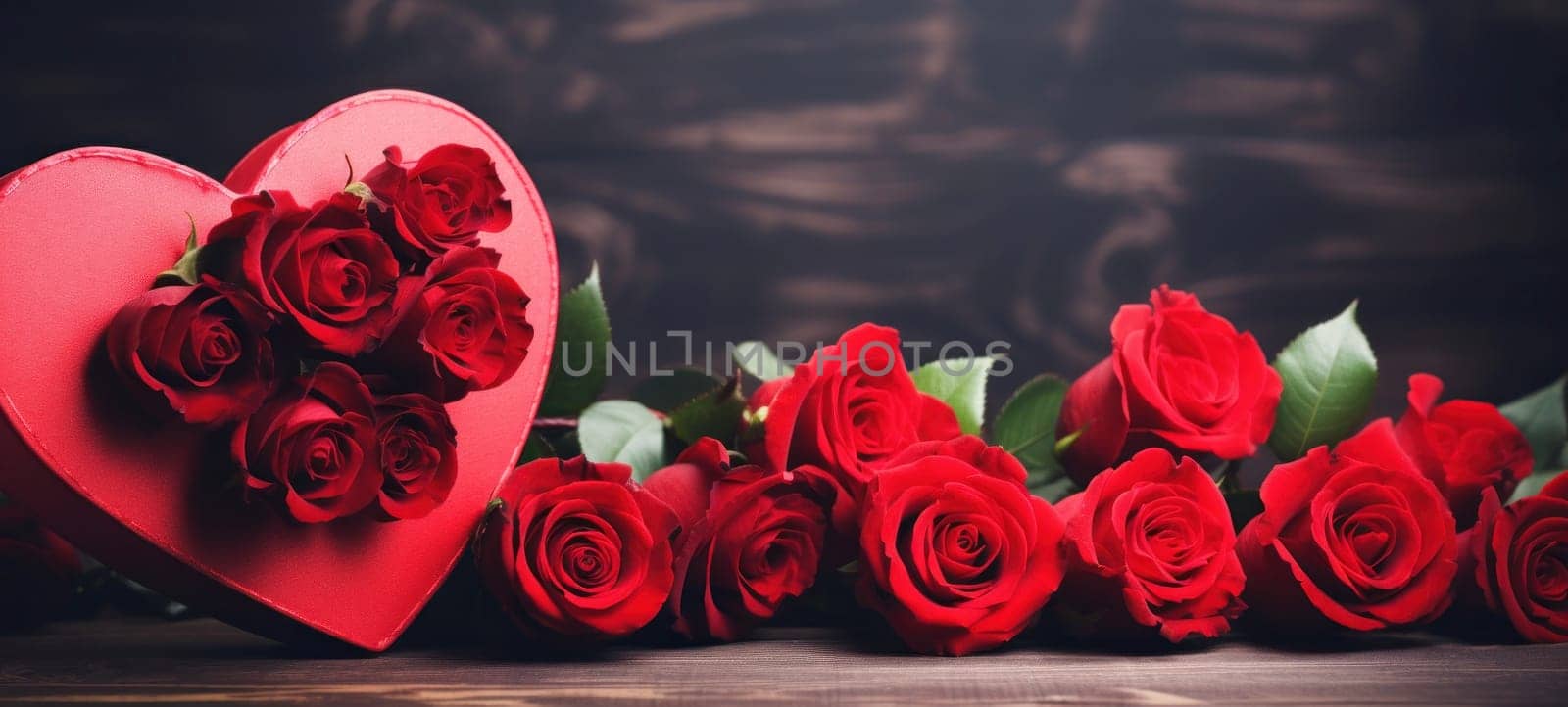 Roses Bouquet and Hearts background. Valentine's Day or wedding background by andreyz