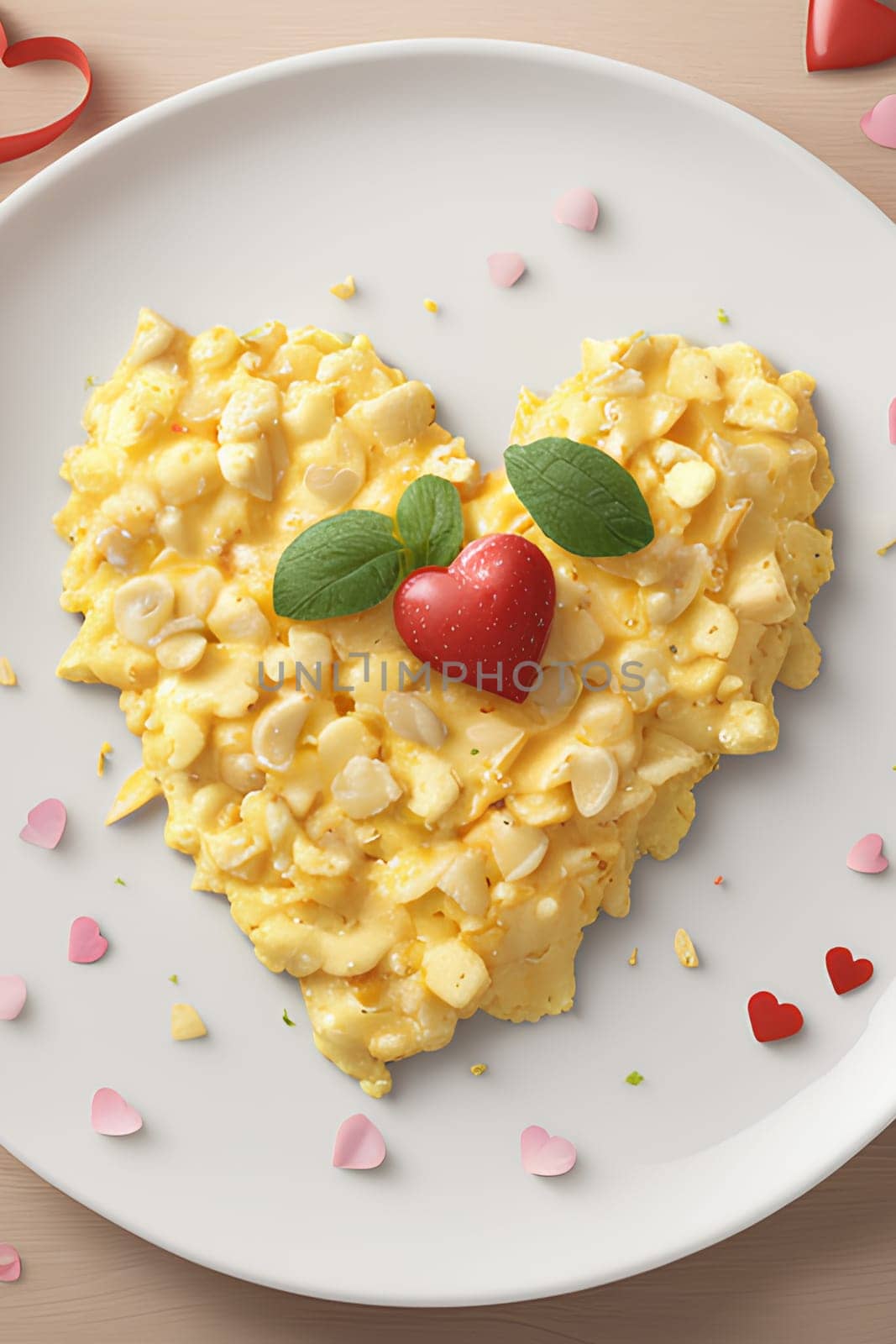 Valentine's Day breakfast - heart-shaped scrambled eggs. by Annu1tochka