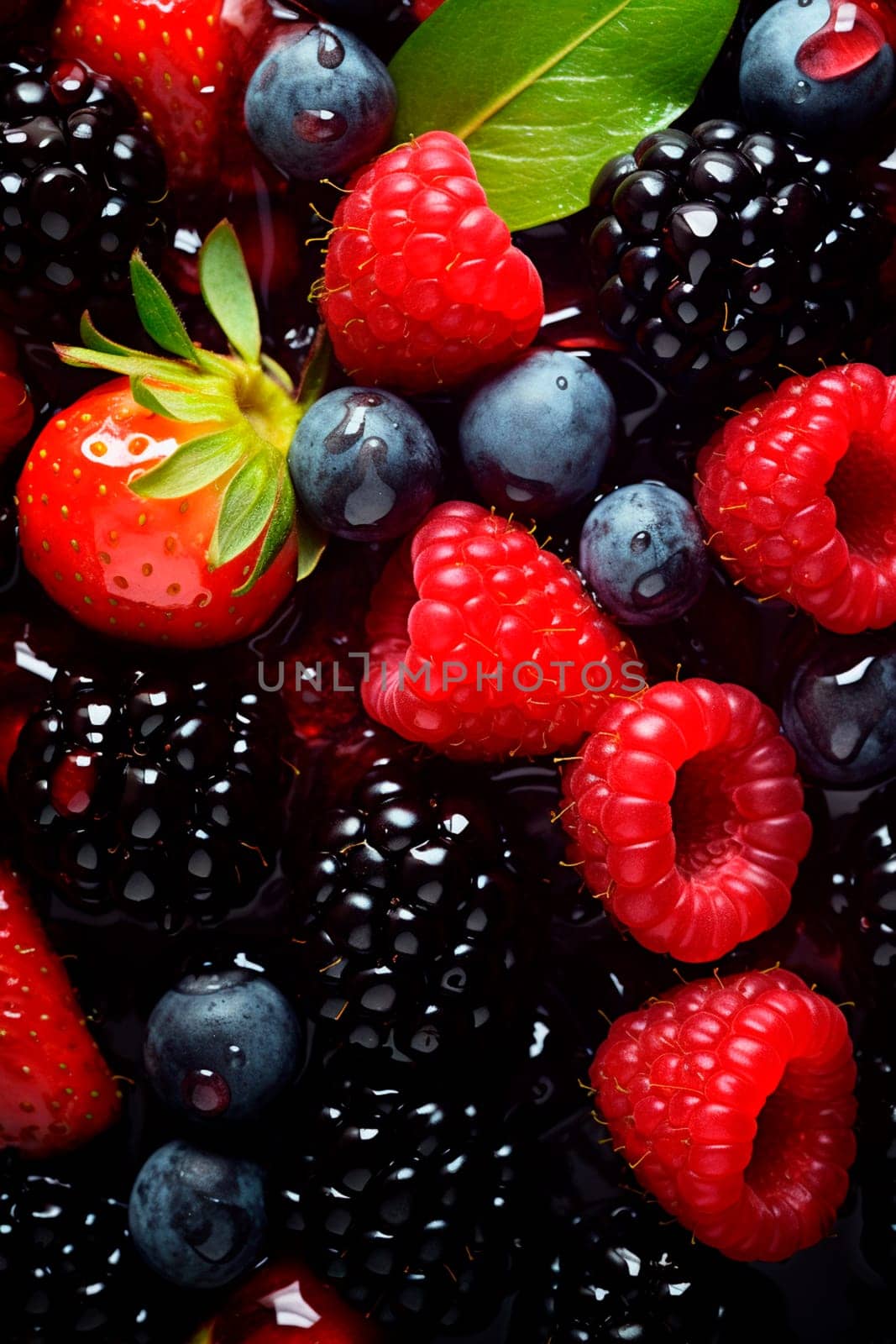 a lot of different berries. Selective focus. by yanadjana