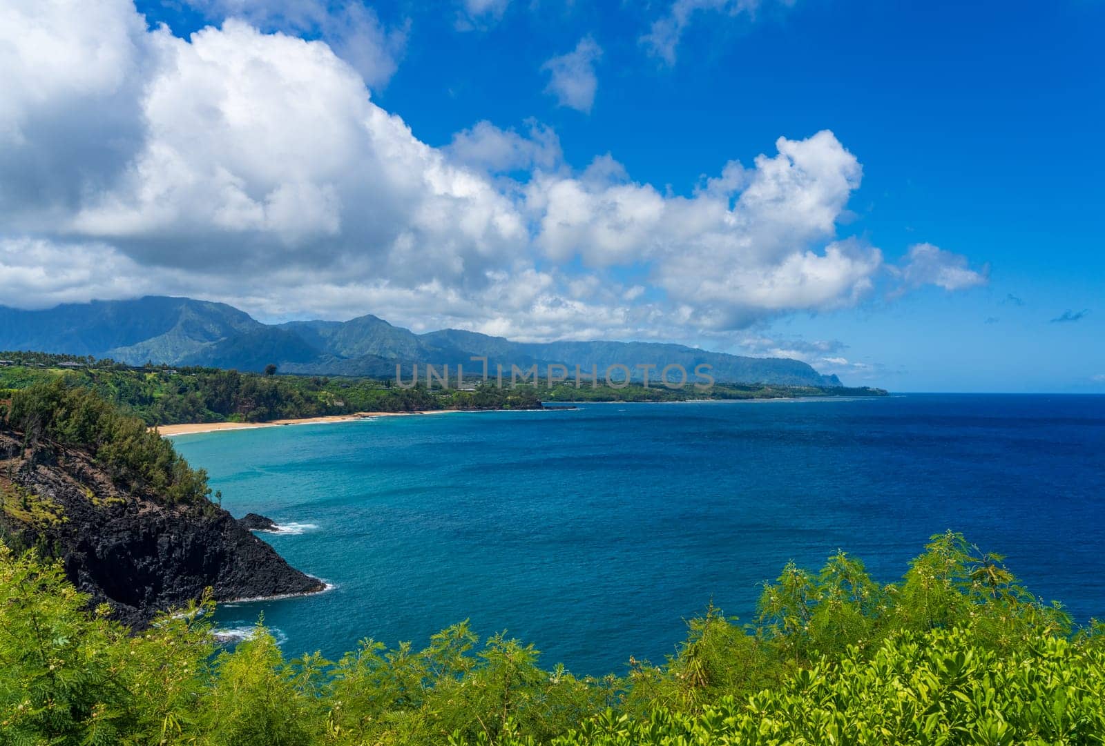 Coastline to Princeville from Kilauae Lighthouse Kauai by steheap