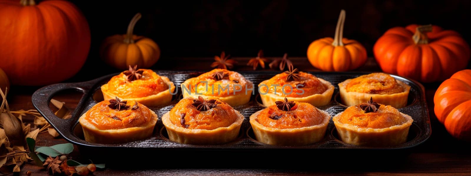 Pumpkin muffins for fall. Selective focus. by yanadjana