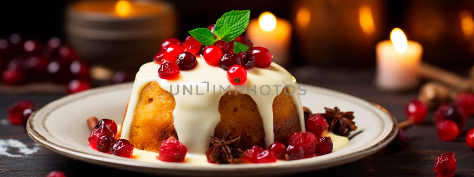 traditional English Christmas cake. Selective focus. food.