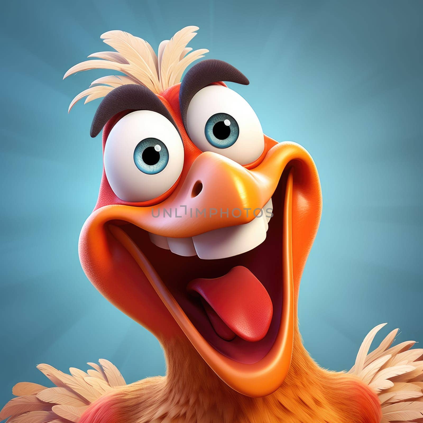 Portrait of happy smiling chicken by Kadula