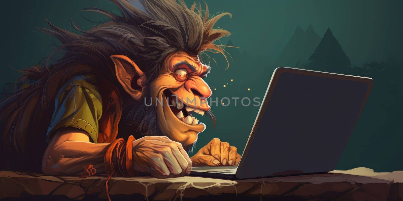 Funny troll trolling on the internet others people, making deliberately offensive or provocative online post with the aim of upsetting someone or eliciting an angry response from them