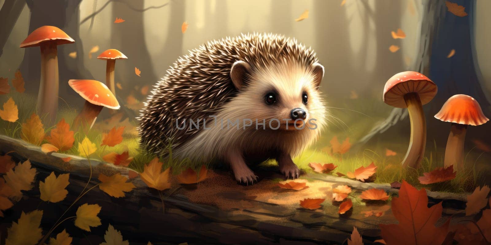 Cute hedgehog in a nature, wildlife concept