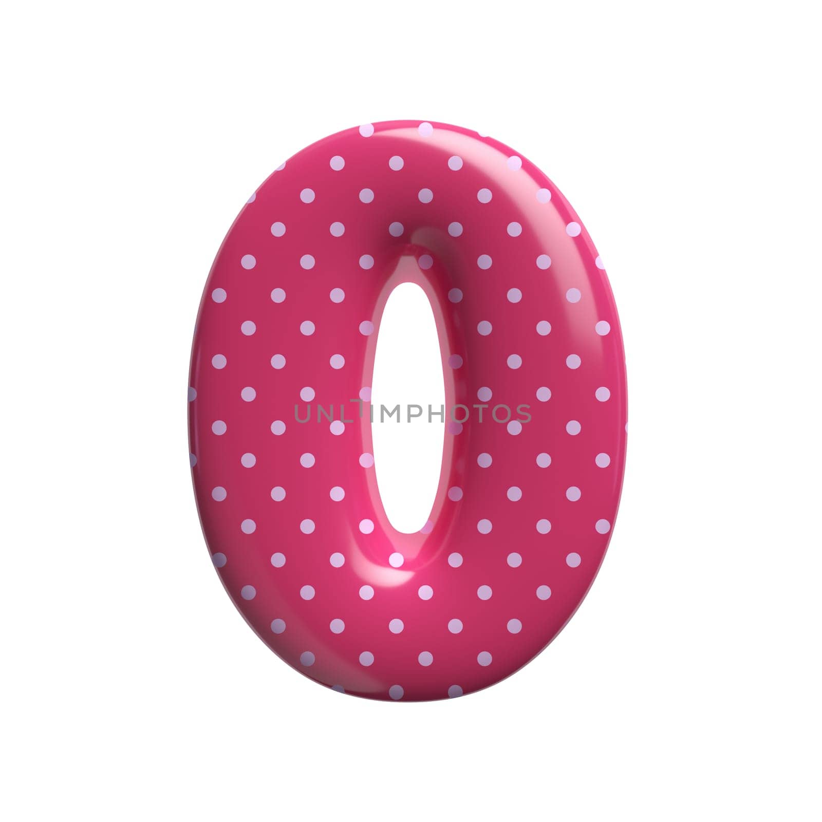 Polka dot number 0 - 3d pink retro digit - Suitable for Fashion, retro design or decoration related subjects by chrisroll