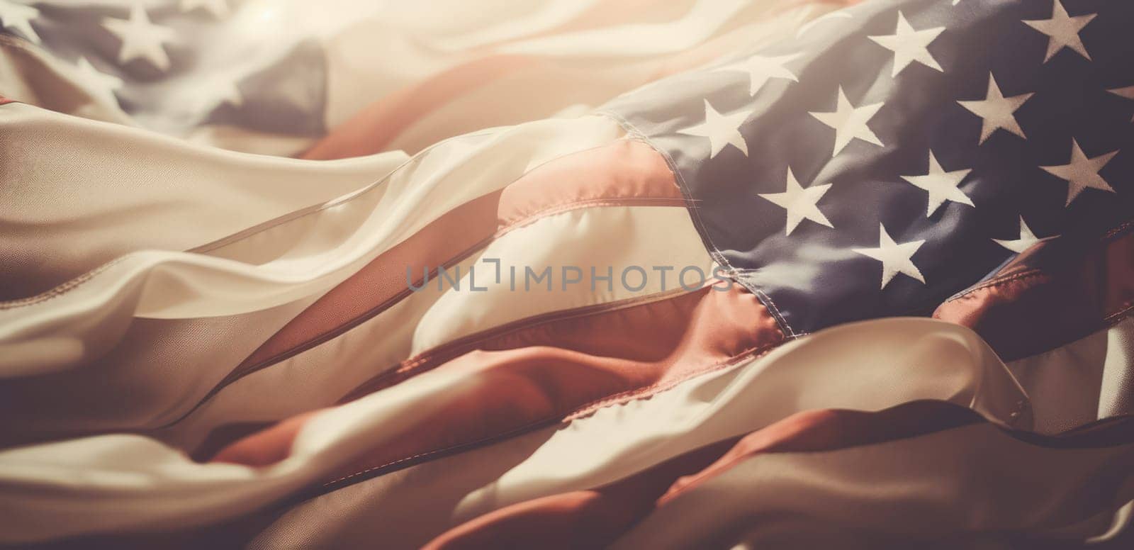 United Patriotism: A Glorious Emblem of American Freedom, Independence, and Democracy, Flying in the Wind on a Striking Background of Red, White, and Blue Stripes by Vichizh