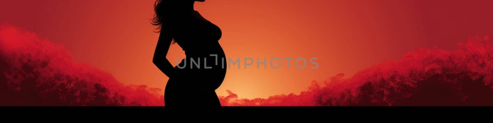 Silhouette of pregnant woman as banner, pregnancy concept