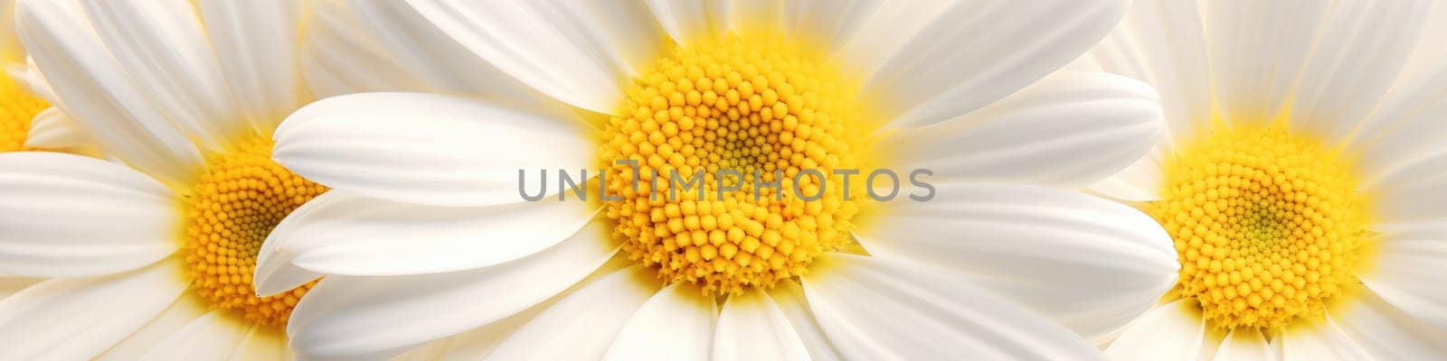 Top view to flowered and blossomed daisy flower as background banner by Kadula