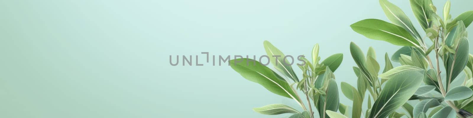 Sage herb on a light green background as banner, herbalism concept