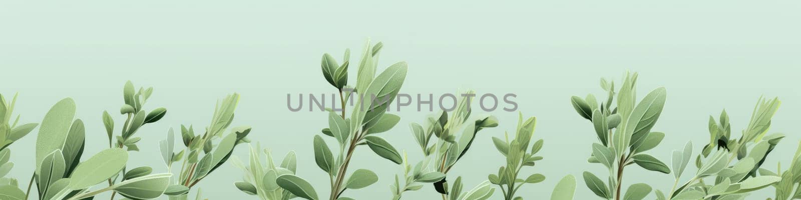 Sage herb on the light green background as banner, herbalism concept by Kadula