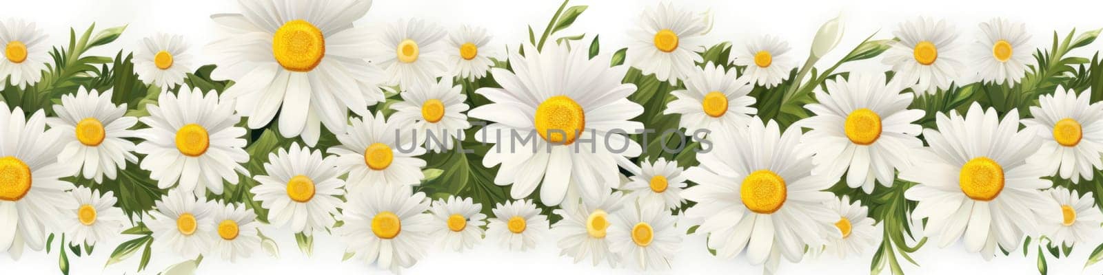 Top view to a flowered and blossomed daisy flower as background banner