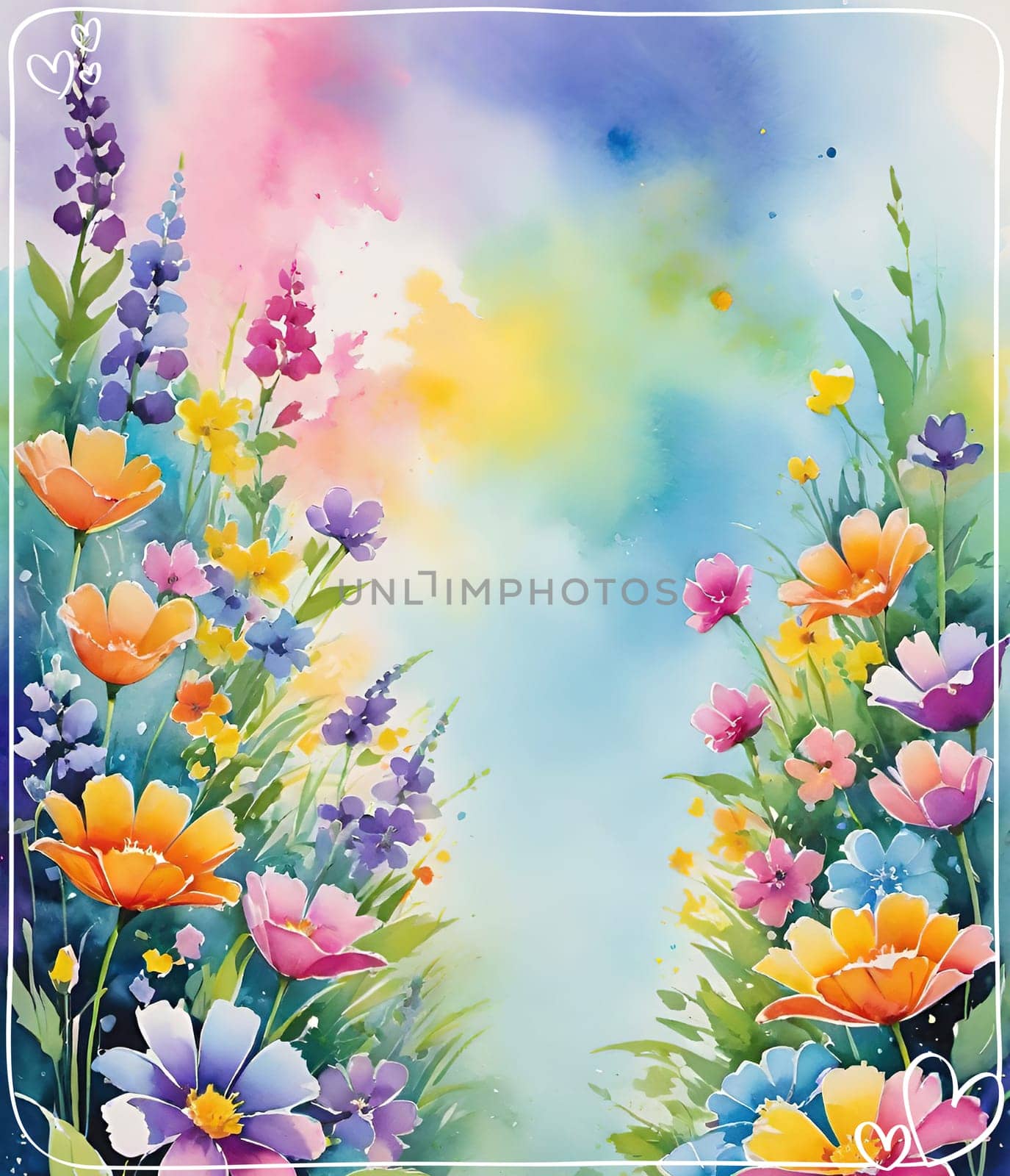 Spring background with colorful flowers and place for text. by yilmazsavaskandag