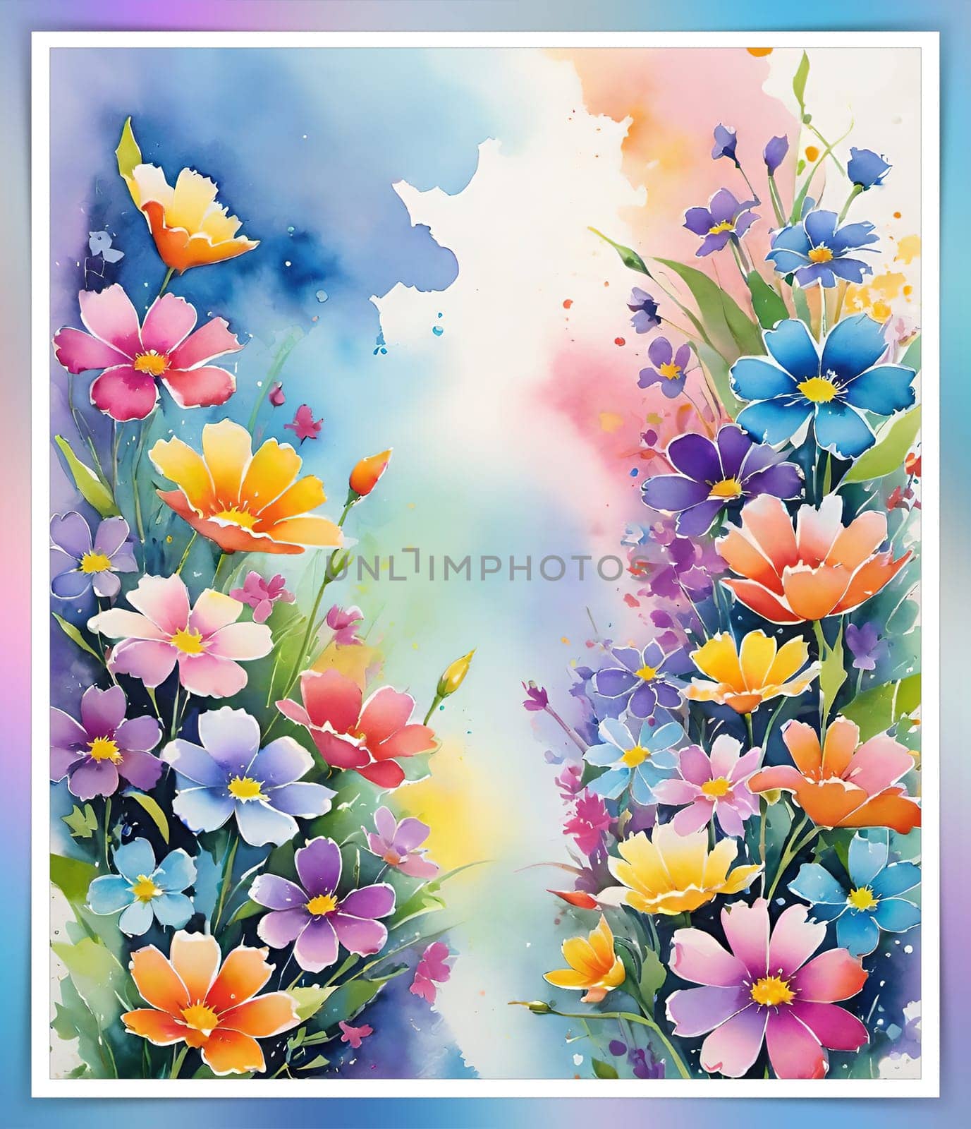 Spring background with colorful flowers and place for text. by yilmazsavaskandag