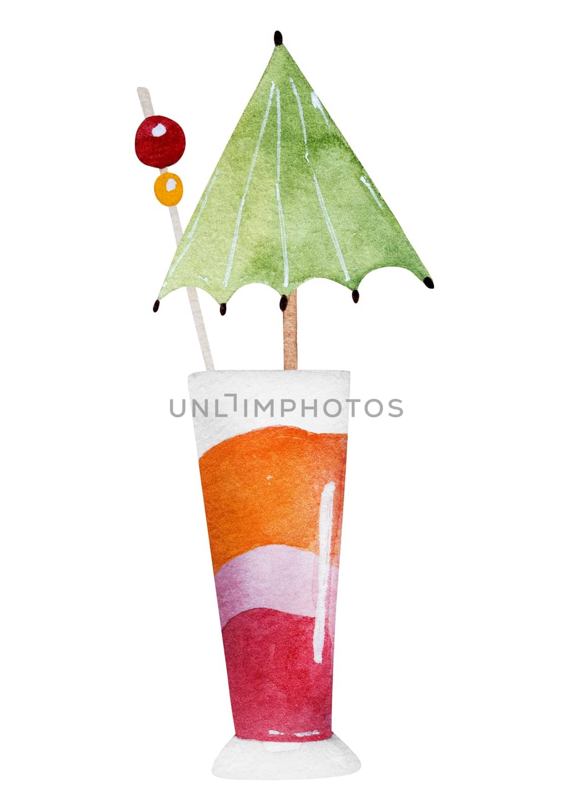 Hand-Drawn Illustration Of A Colorful Cocktail With An Umbrella For A Vacation Theme by tan4ikk1