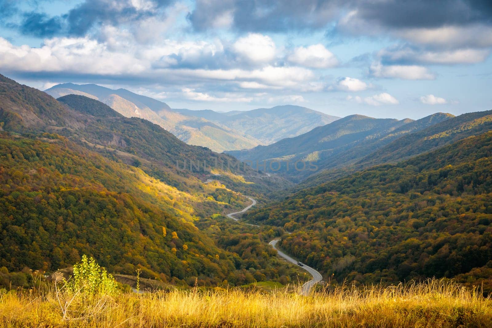 Bright landscape of autumn mountains of Ossetia by Yurich32