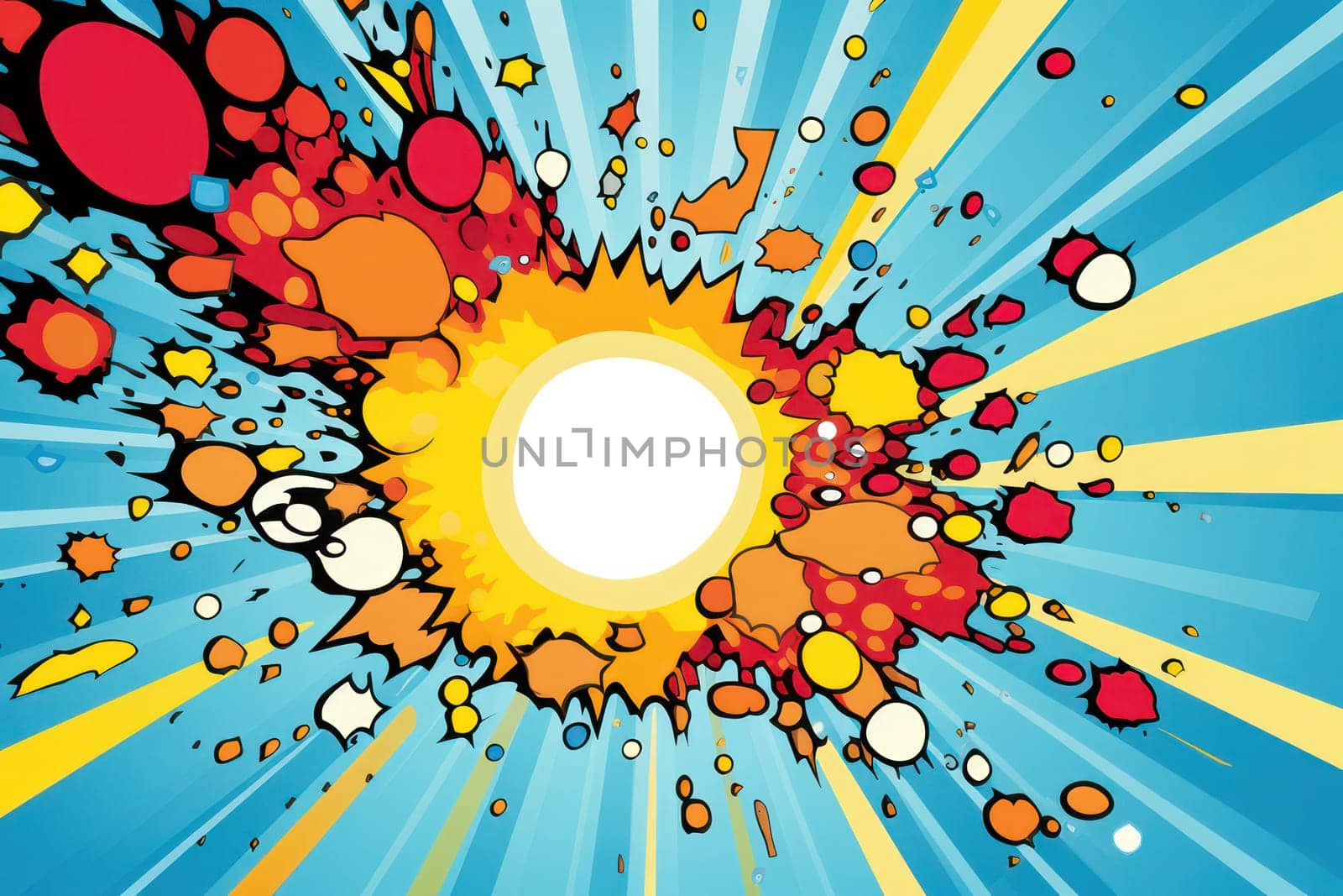 Yellow Burst: Retro Comic Explosion on Abstract Background