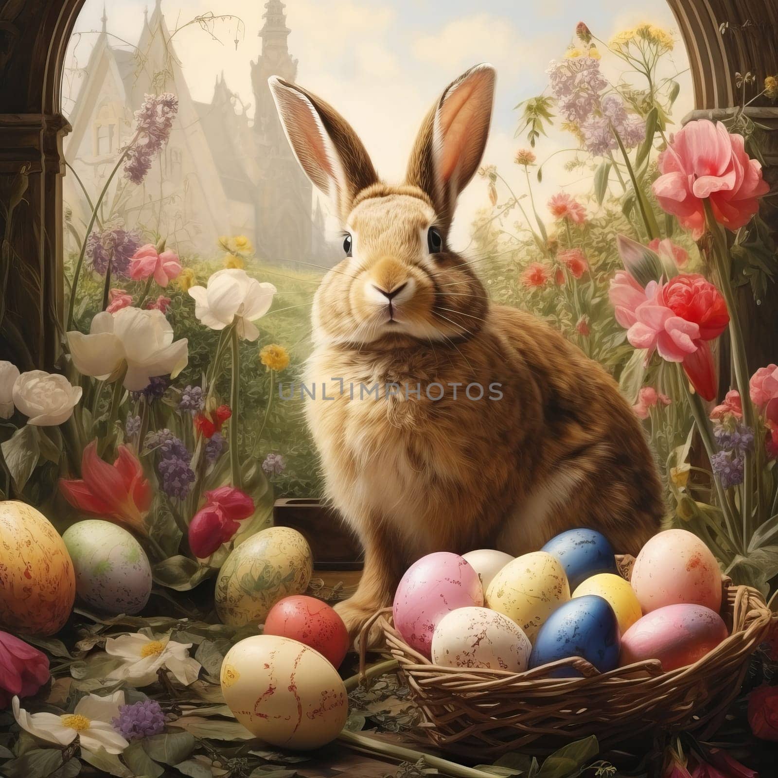 Easter bunny with eggs by dimol