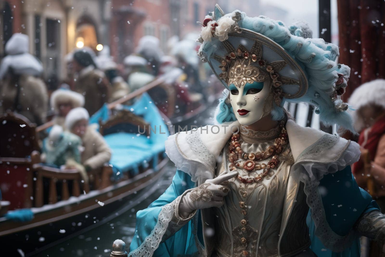 Elegant Person in Vibrant Carnival Costume and Mask at Venice Festival by dimol