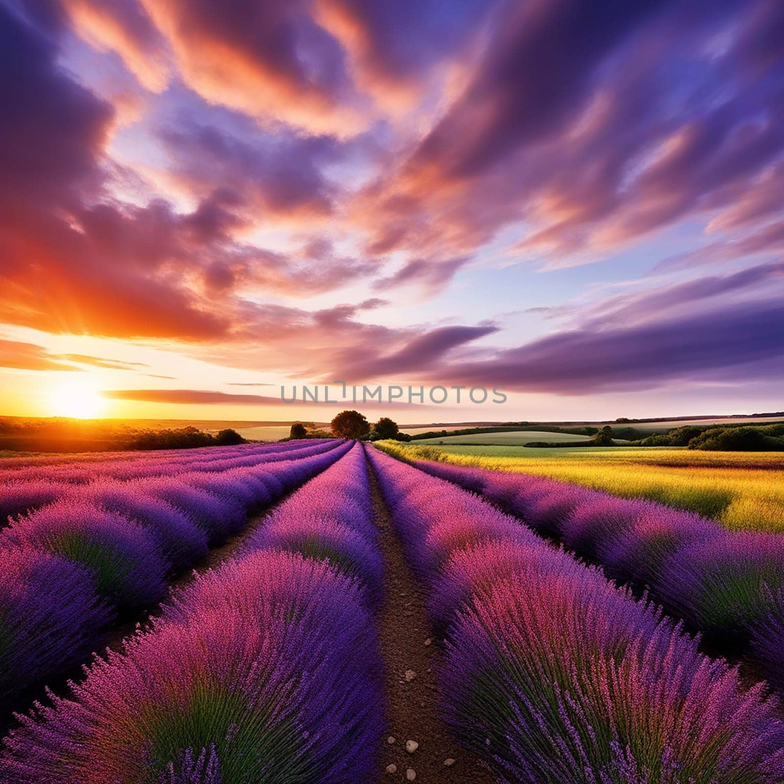 Lavender Dreams: Captivating Sunset and Vibrant Fields in the English Countryside