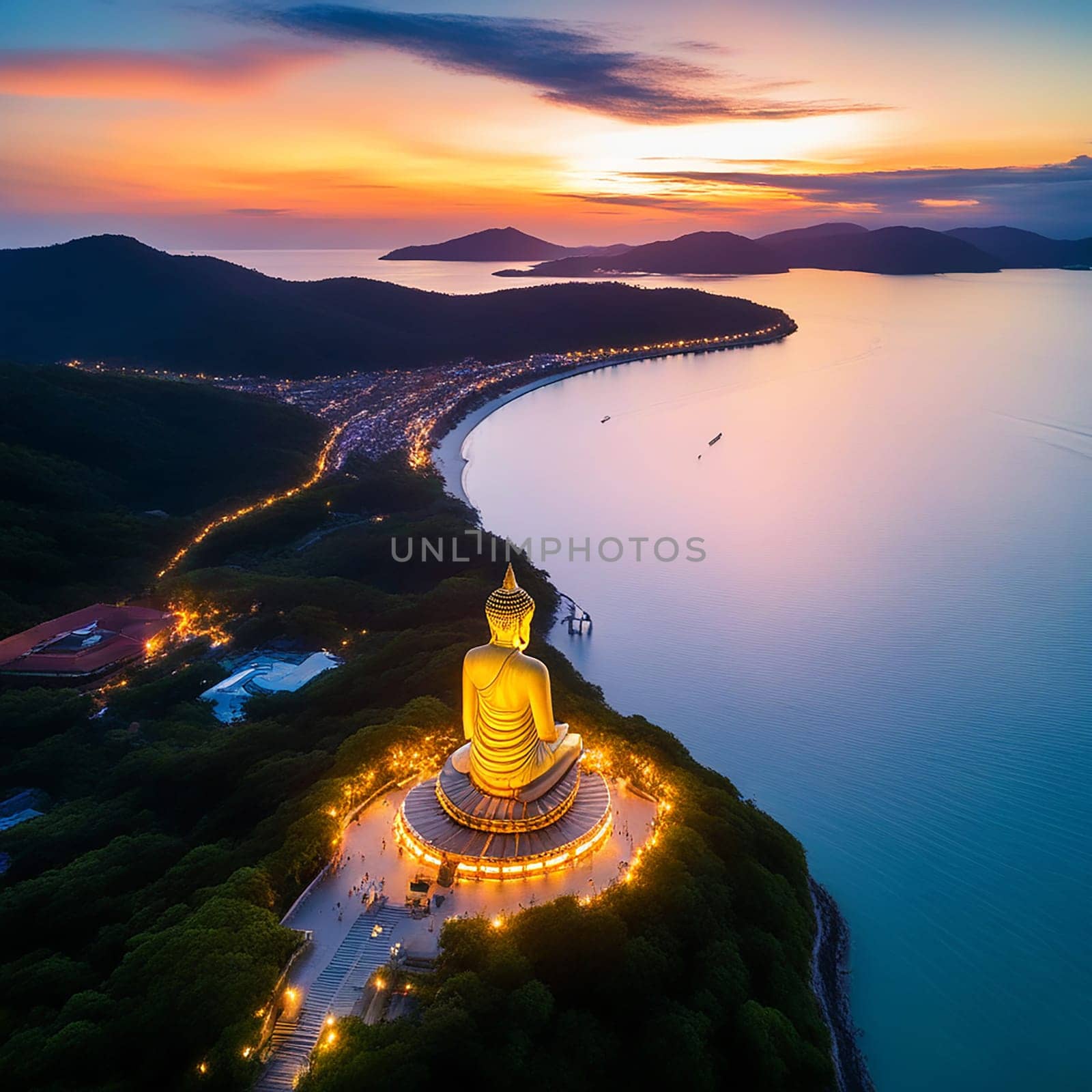 Aerial View of Big Buddha, the Iconic Landmark of Phuket, Thailand
