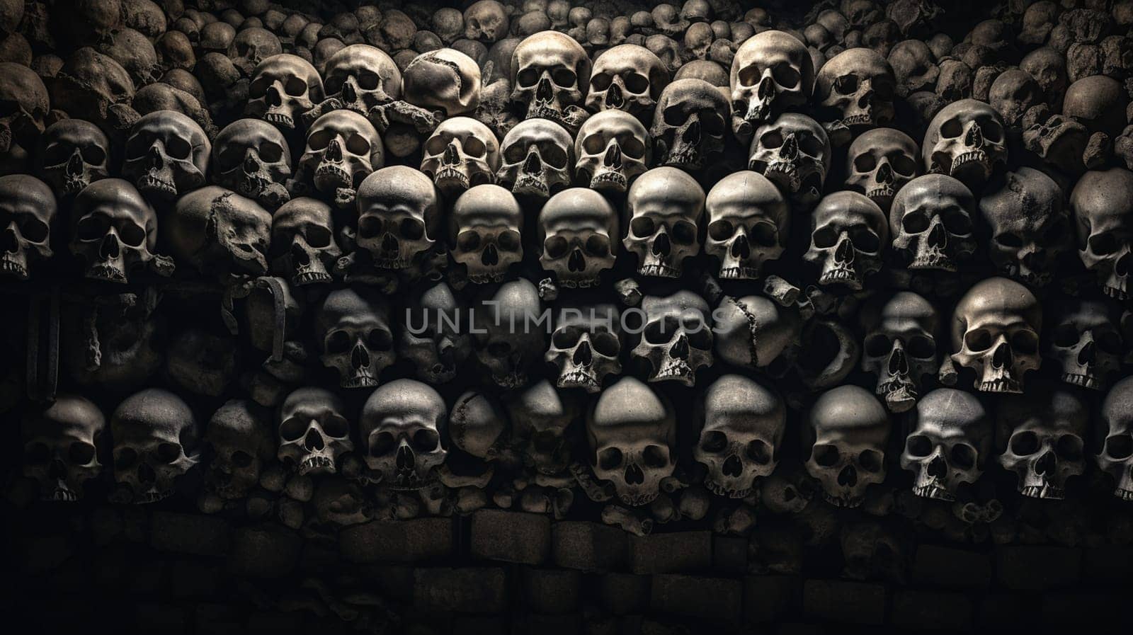 skull wall, mystic, moonlight, death. High quality photo