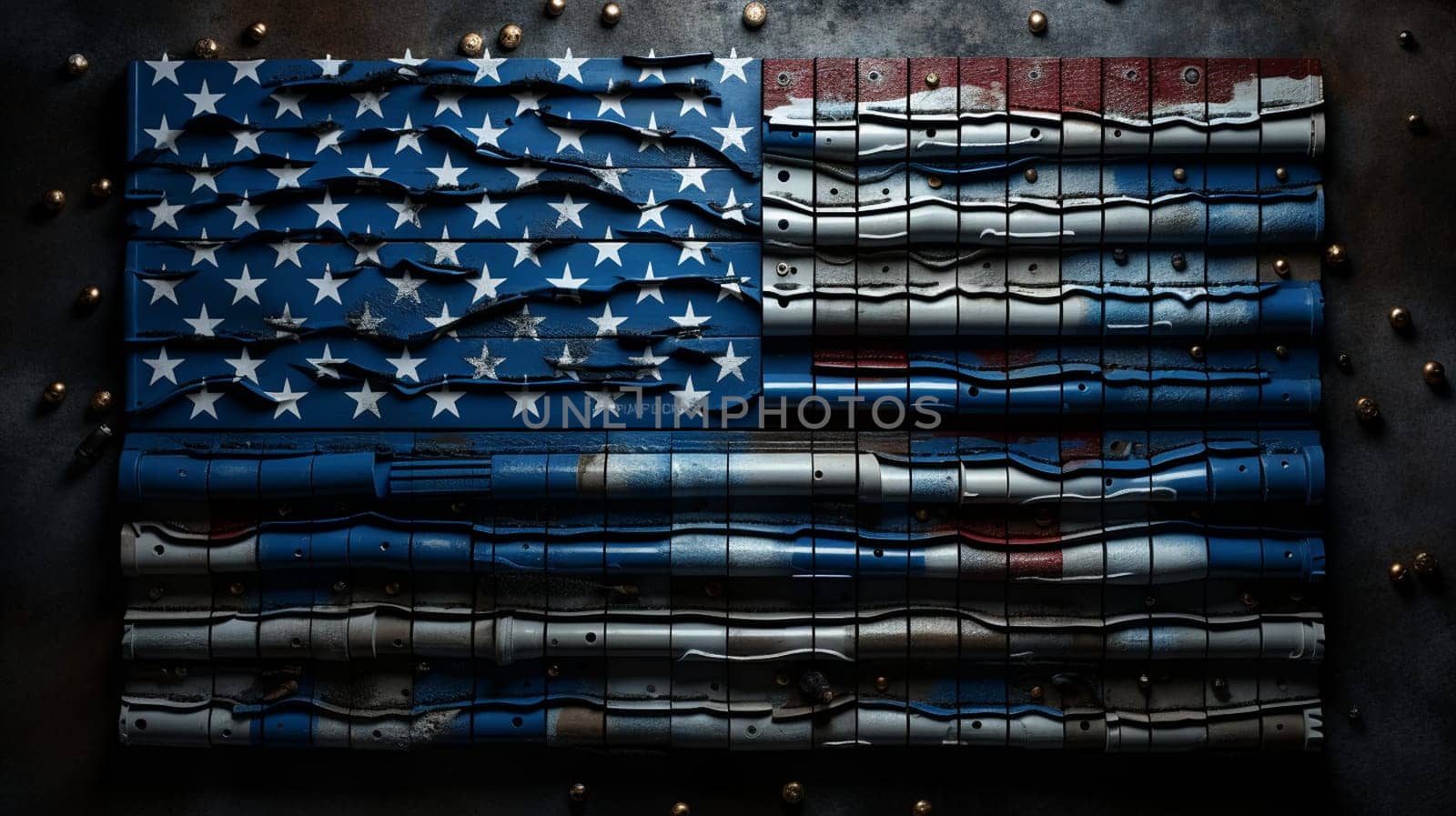 flag of USA painted on cracked wall. High quality photo