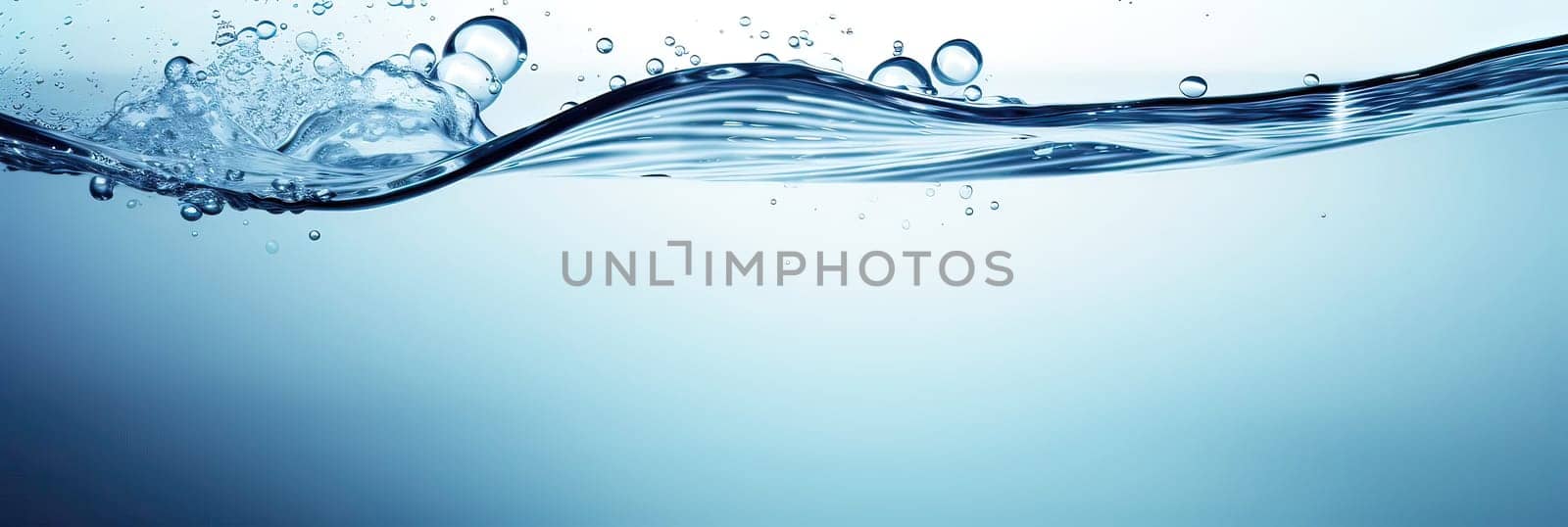 Splash of water wave, blue. Abstract banner background water waves. Abstract nature concept banner for beauty spa, drinking water advertising. Use for abstract, wallpaper, poster. Copy Space