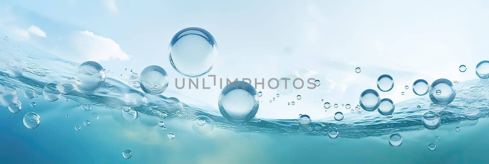 Splash of water wave, blue. Abstract banner background water waves. Abstract nature concept banner for beauty spa, drinking water advertising. Use for abstract, wallpaper, poster. Copy Space