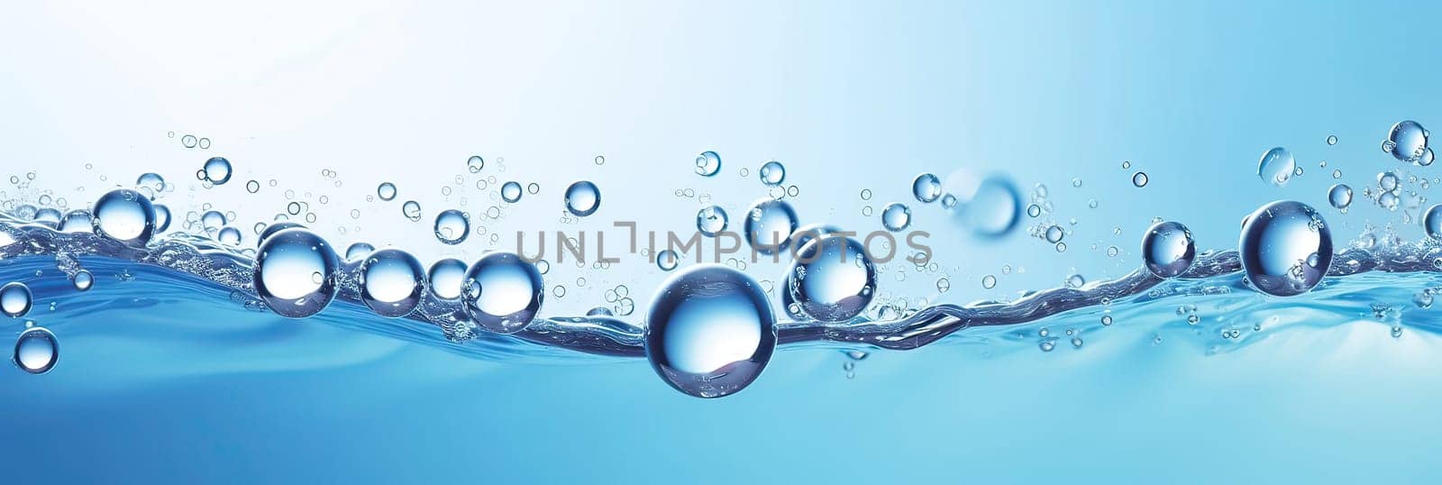 Splash of water wave, blue. Abstract banner background water waves. Abstract nature concept banner for beauty spa, drinking water advertising. Use for abstract, wallpaper, poster. Copy Space