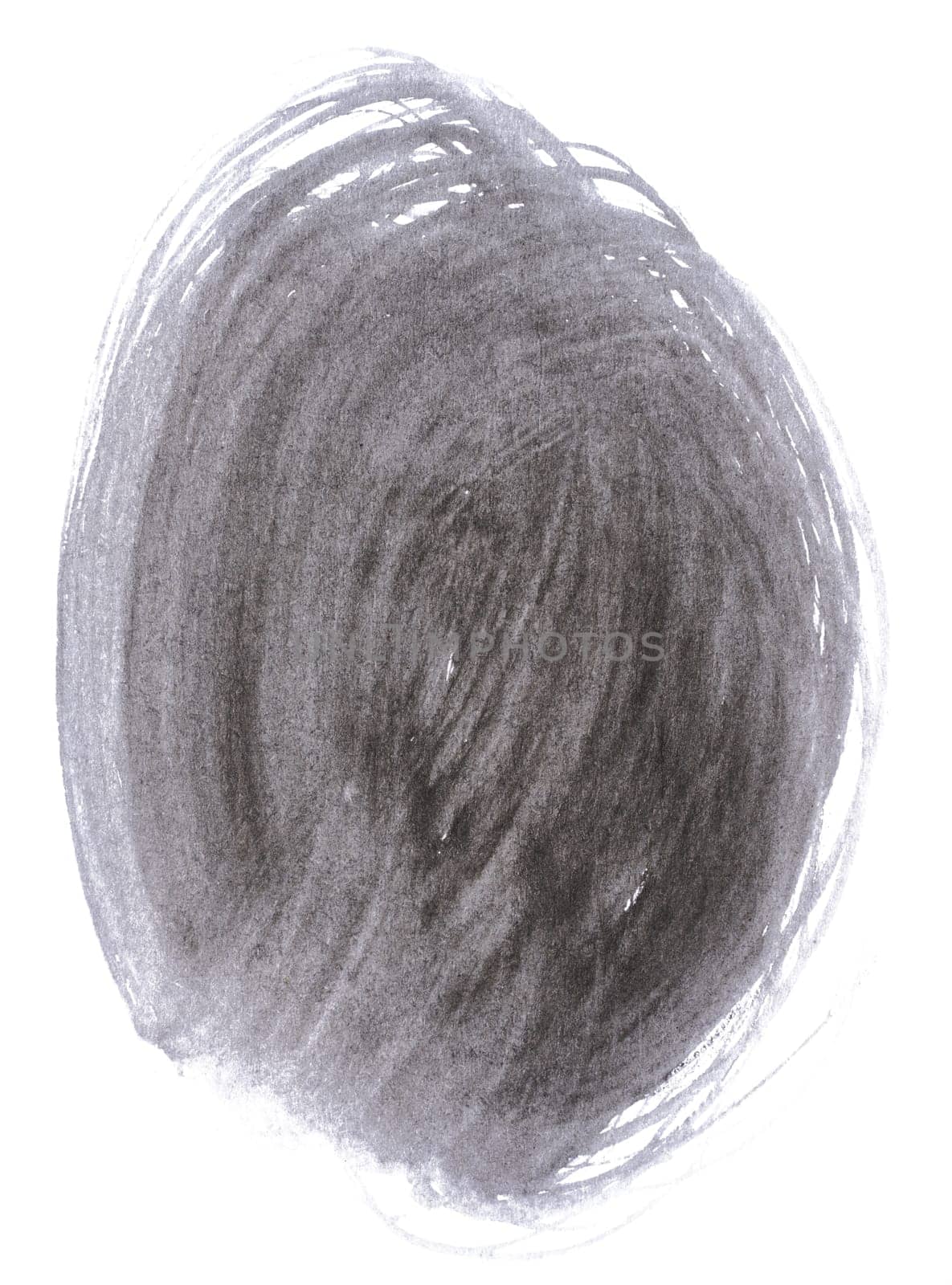 Drawn oval with black watercolor paint on a white background
