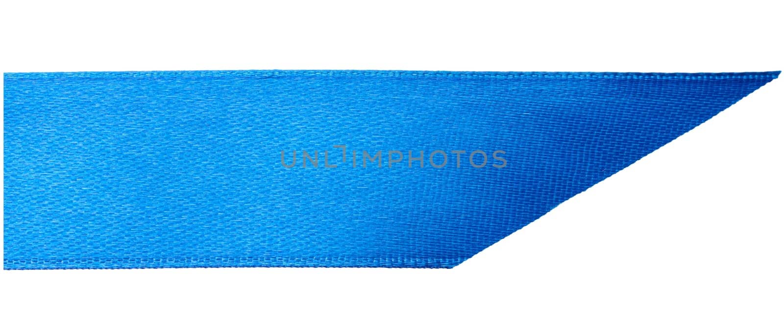 Piece of blue satin ribbon on isolated background by ndanko