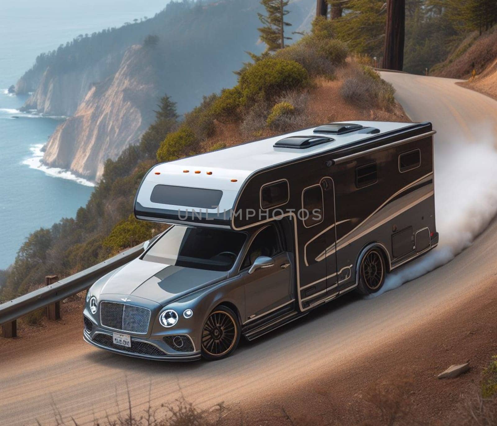 expensive offoroad 4x4 fast sports luxury supercar design camper van conversion for digital nomad avdenture weekender ai art generated