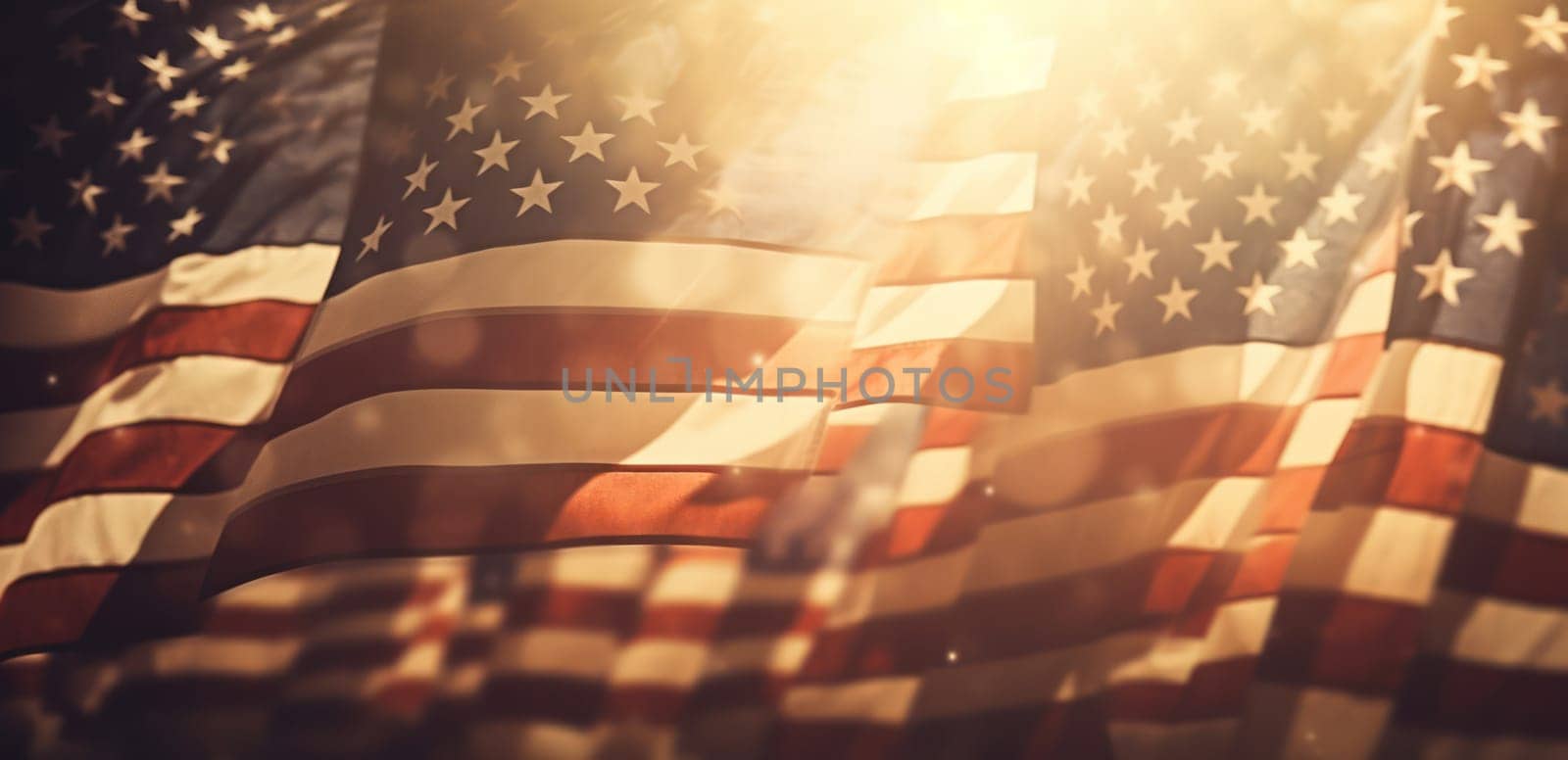 Patriotic American Flag: A Symbol of Freedom and Pride, Waving Against a Dramatic Sunset Sky