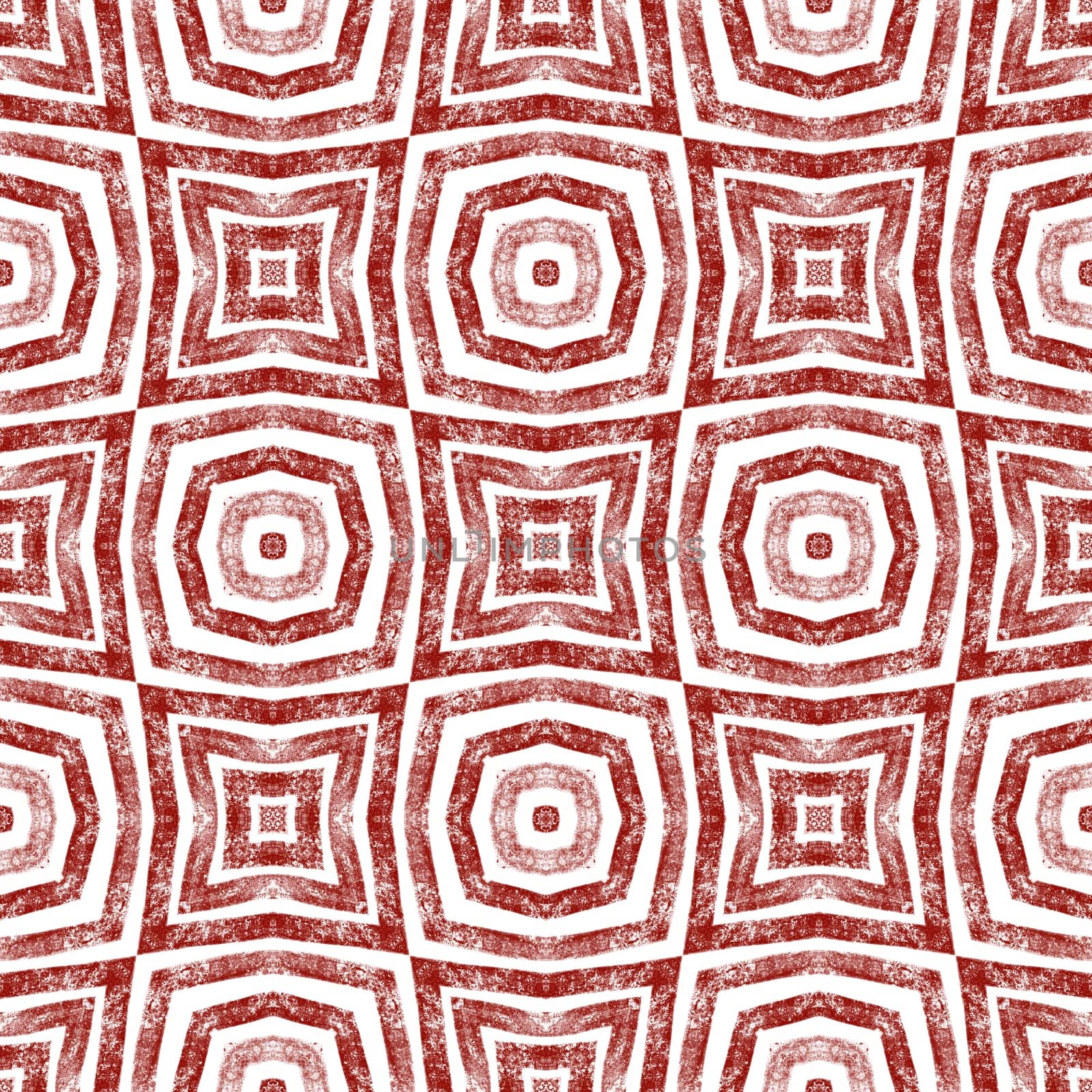 Striped hand drawn pattern. Wine red symmetrical kaleidoscope background. Repeating striped hand drawn tile. Textile ready neat print, swimwear fabric, wallpaper, wrapping.