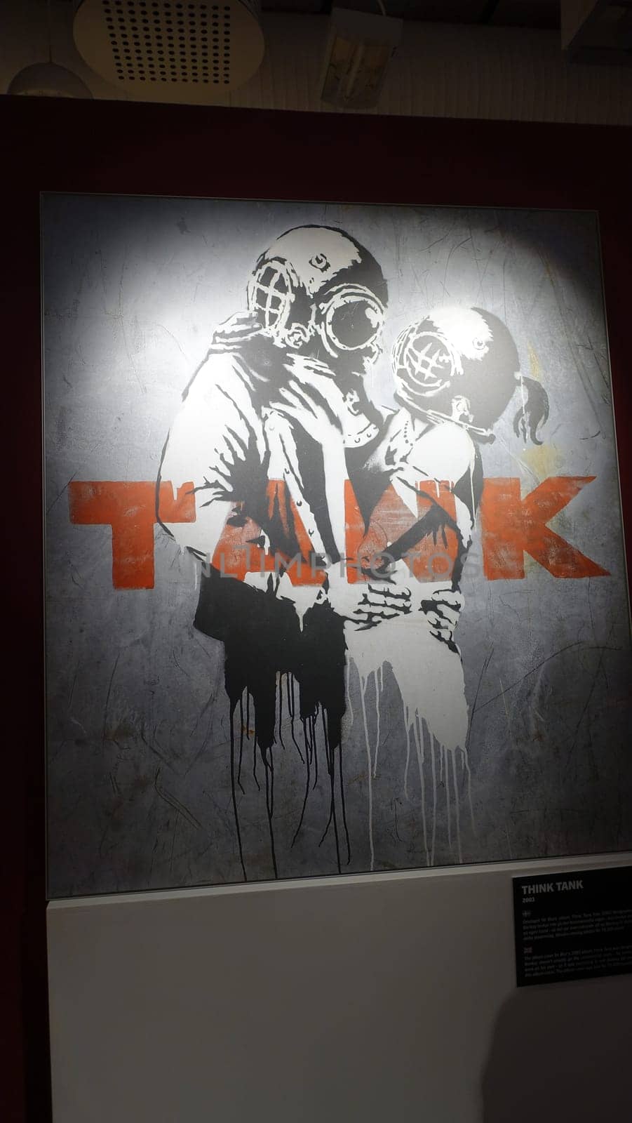 Stockholm, Sweden, December 29 2023. Art exhibition. The mystery of Banksy A genius mind. Tank.