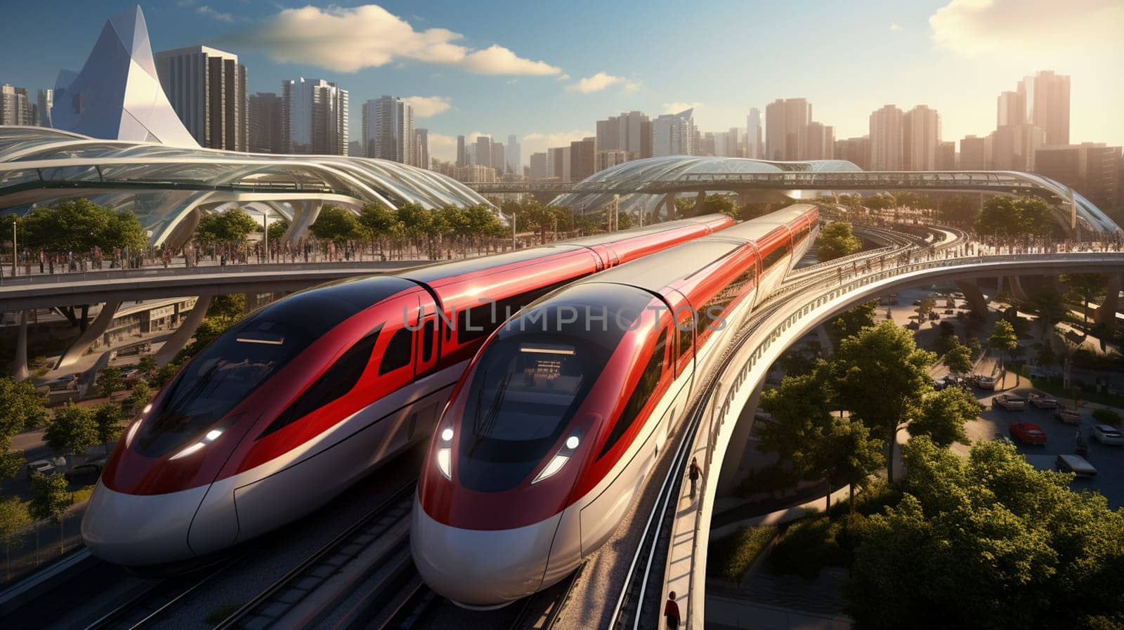 modern city infrastructure modern monorail transport. High quality photo