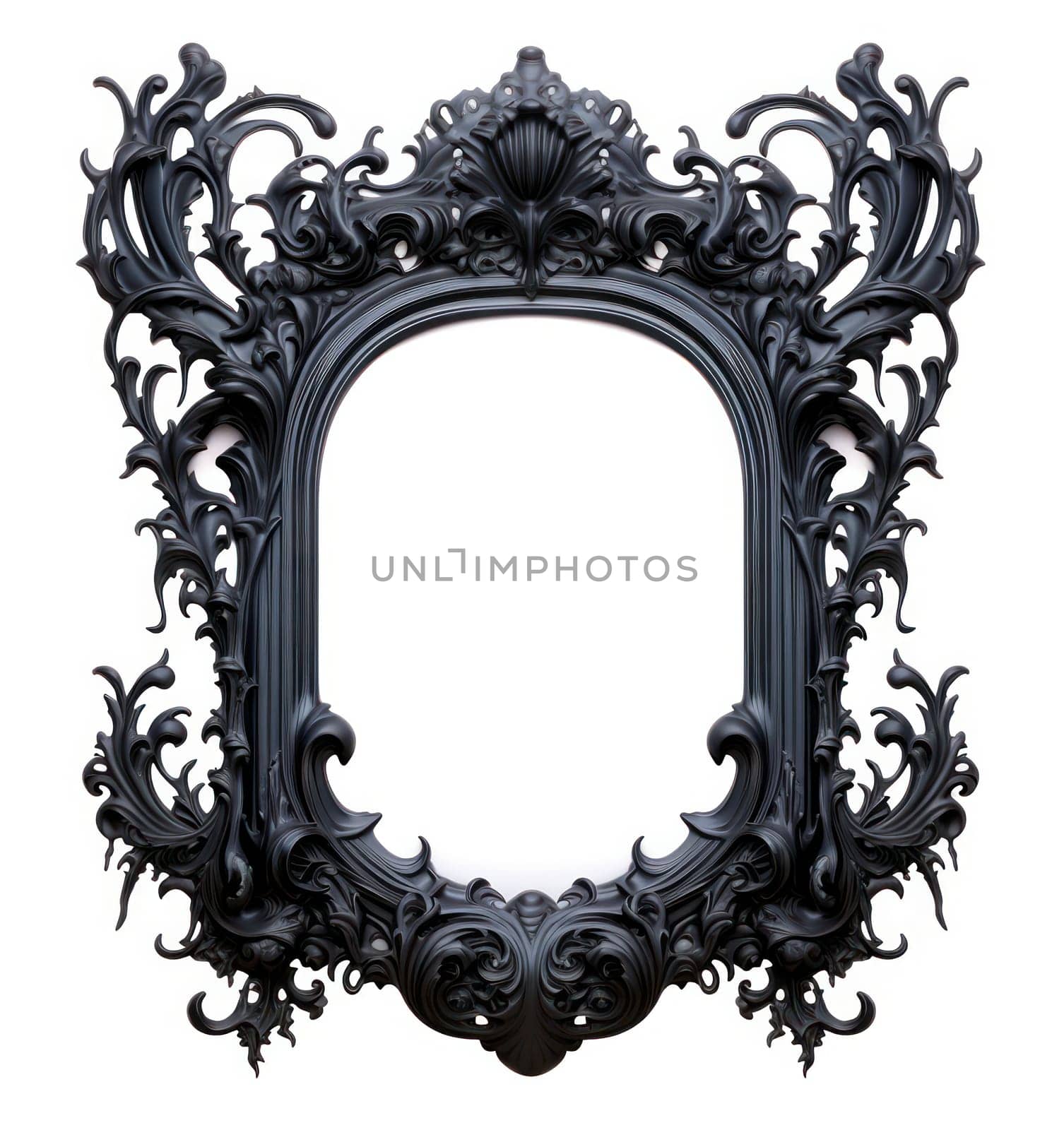 Ancient Elegance: Ornate Antique Picture Frame with Golden Baroque Design on White Background by Vichizh
