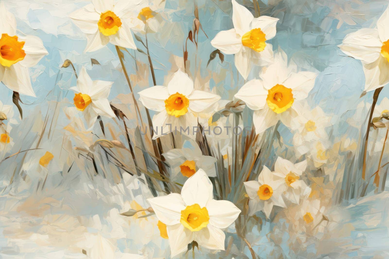 Yellow Narcissus Blossom: Beauty of Springtime Floral Garden on a Bright Green Meadow