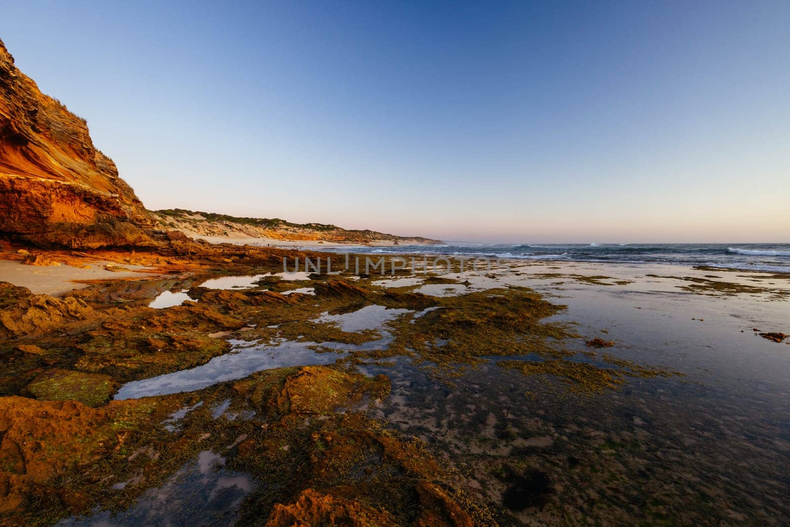 The idyllic Number Sixteen Beach at sunset in Rye, Victoria, Australia