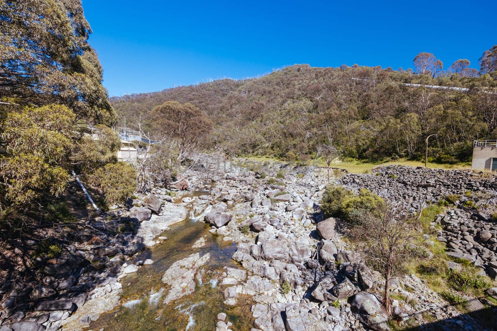 Guthega Power Station as part of the Snowy Mountains Hydro Electric power scheme in New South Wales, Australia